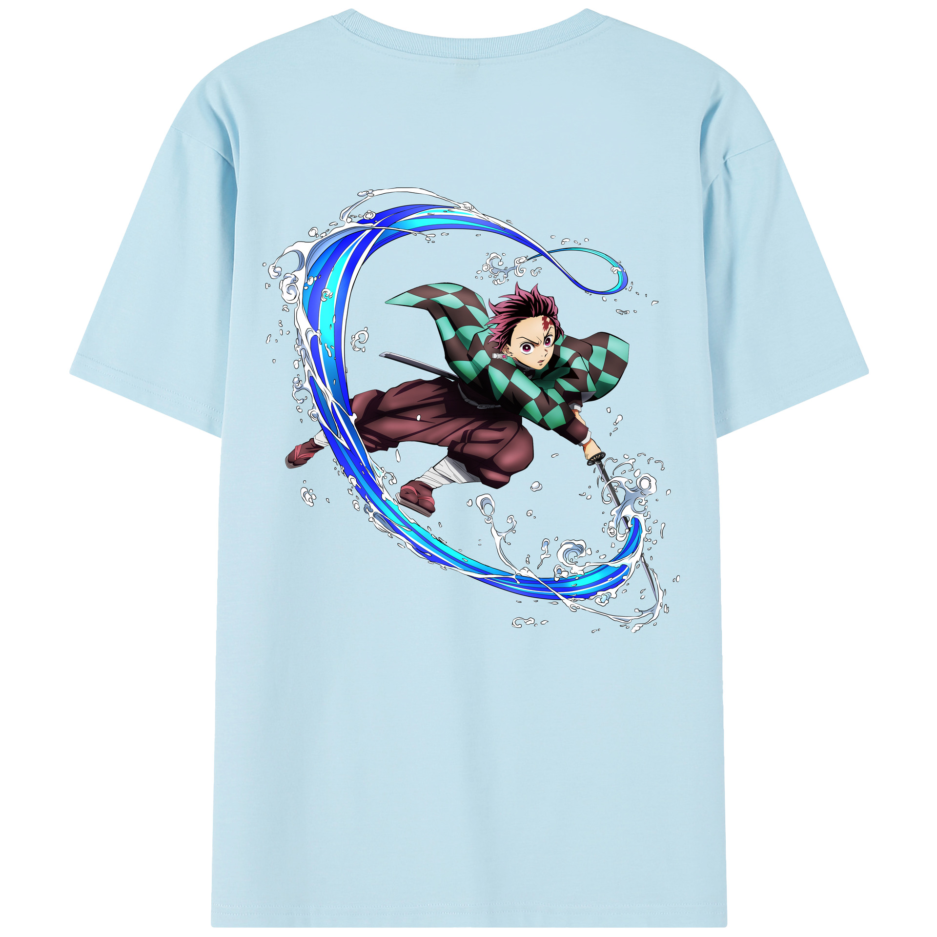 （画像用） 鬼滅の刃 竈門 炭治郎／かまど たんじろう Kamado Tanjirou 綿100％半袖Tシャツ（背面プリント）